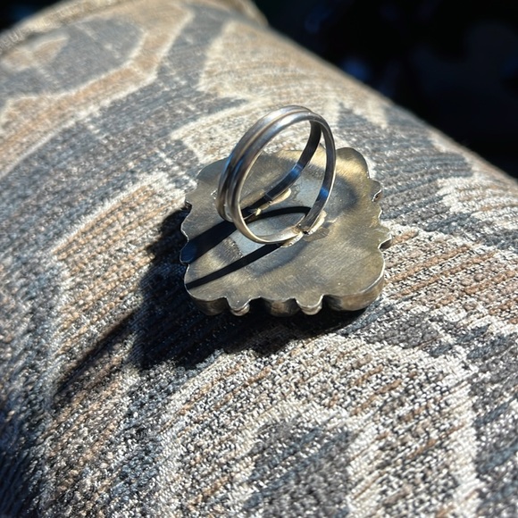 Sterling and turquoise, Native American, Navajo cluster ring - Picture 4 of 9